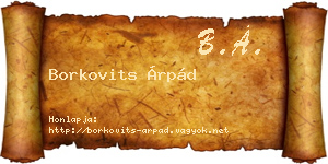 Borkovits Árpád névjegykártya