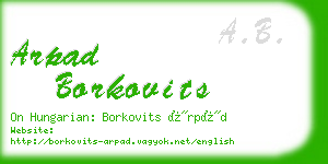 arpad borkovits business card